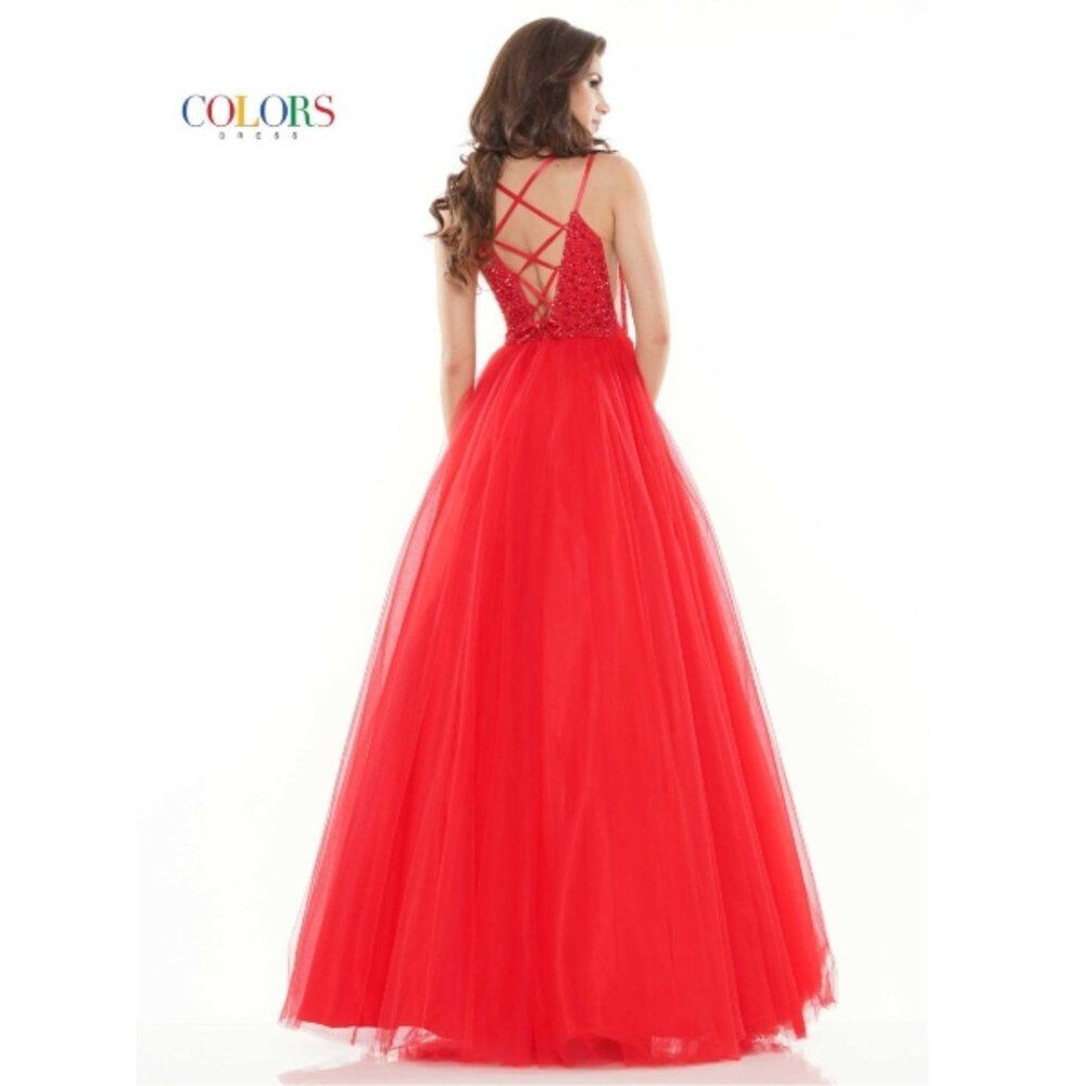 NEW Beaded Red Prom Dress Size 18 - Picture 2 of 9